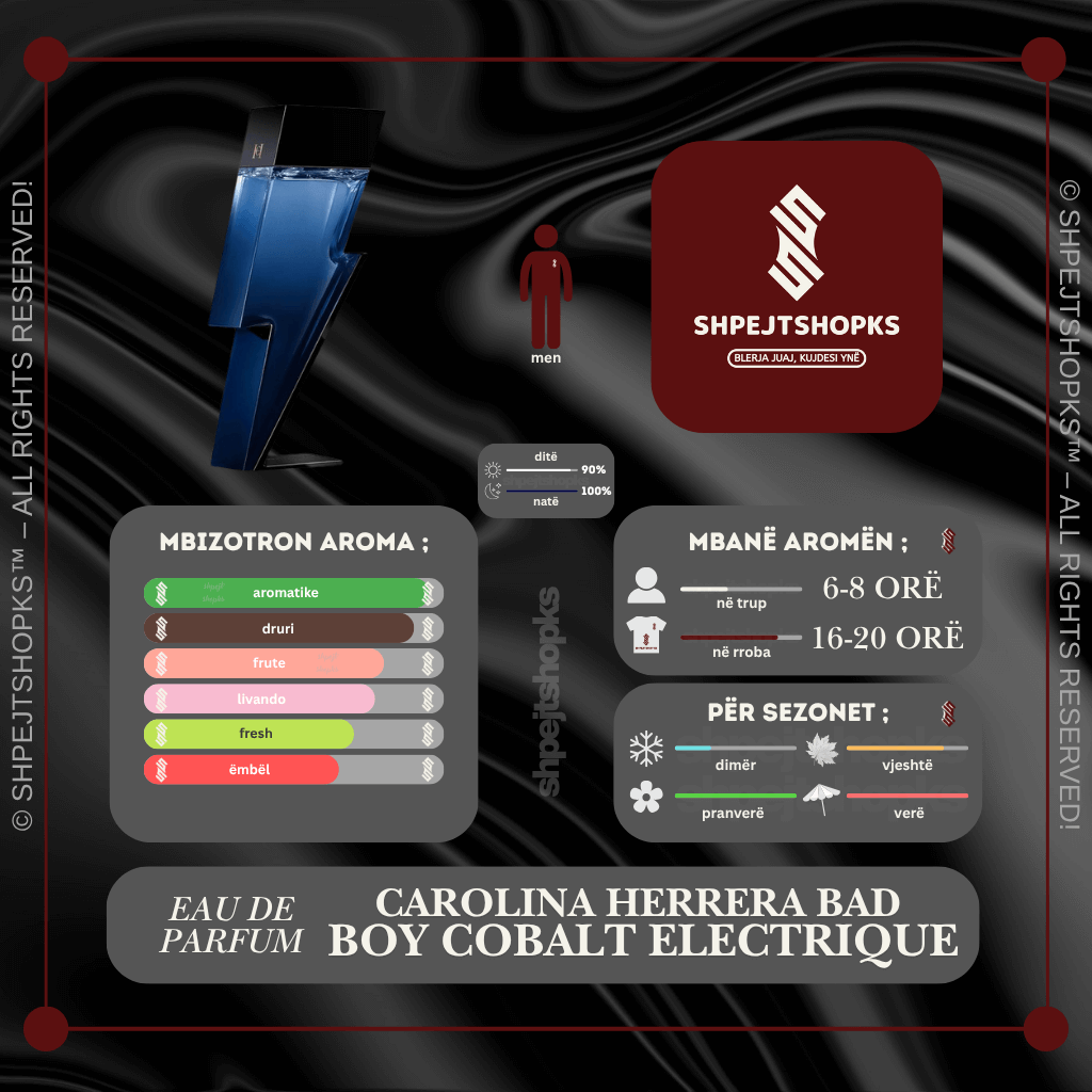 Carolina Herrera Bad Boy Cobalt Perfume Electrique, Eau de Parfum, 100ml