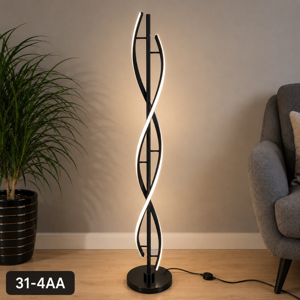 Llambë Dyshemeje Luksoze me Spiral të Dyfishtë dhe Ndriçim LED
