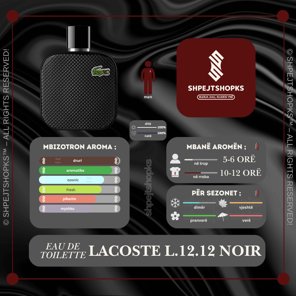 Lacoste L.12.12 Noir, Eau de Toilette, 100ml