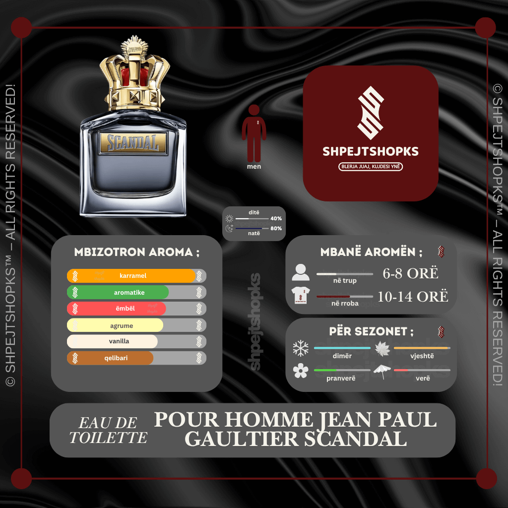 Jean Paul Gaultier Pour Homme Scandal, Eau de Toilette, 100ml