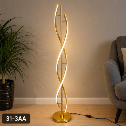 Llambë Dyshemeje Luksoze me Spiral të Dyfishtë dhe Ndriçim LED