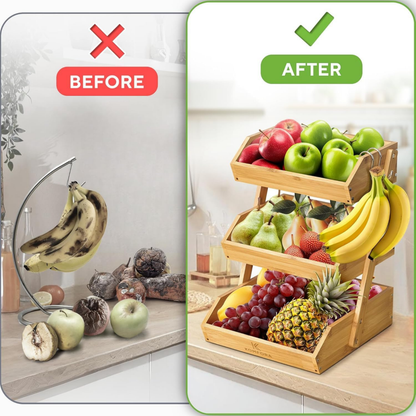 Raft Druri Bambuje me 3 Nivele për Fruta dhe Perime