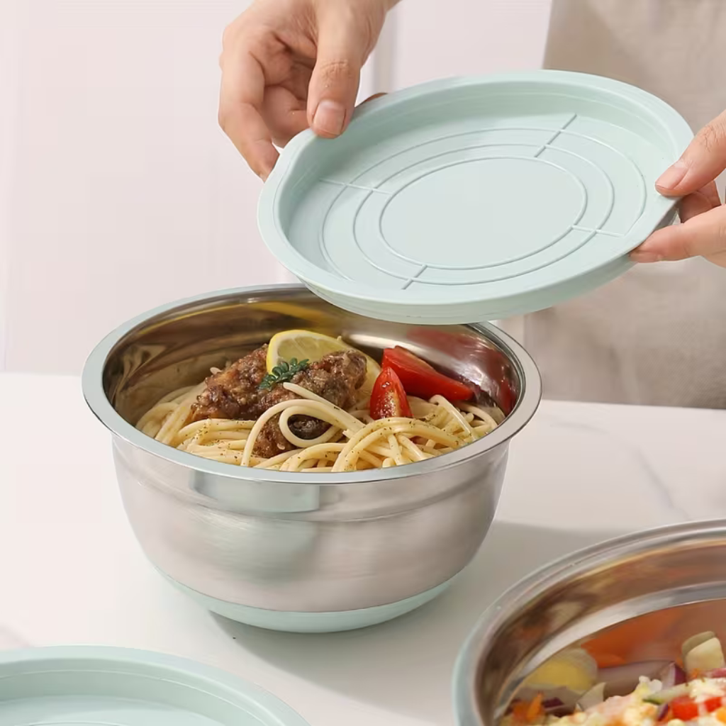 Set Tasash Inox me Kapak Silikoni për Kuzhinë