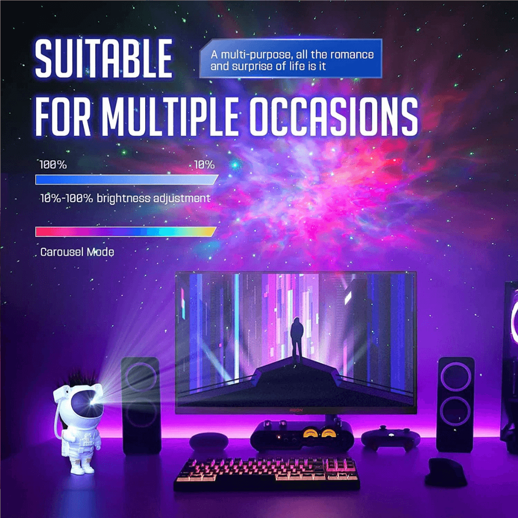 Projektor LED Galaktik Astronaut Sfour me Efekt Yjesh për Dhomë Gjumi