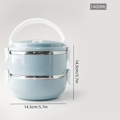 Termos Ushqimi Inox me 2 deri në 4 Ndarje për Punë, Shkollë dhe Udhëtime, 4 copë