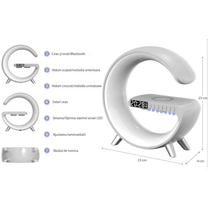 Lampë Bluetooth me Ndriçim LED dhe Karikim Wireless